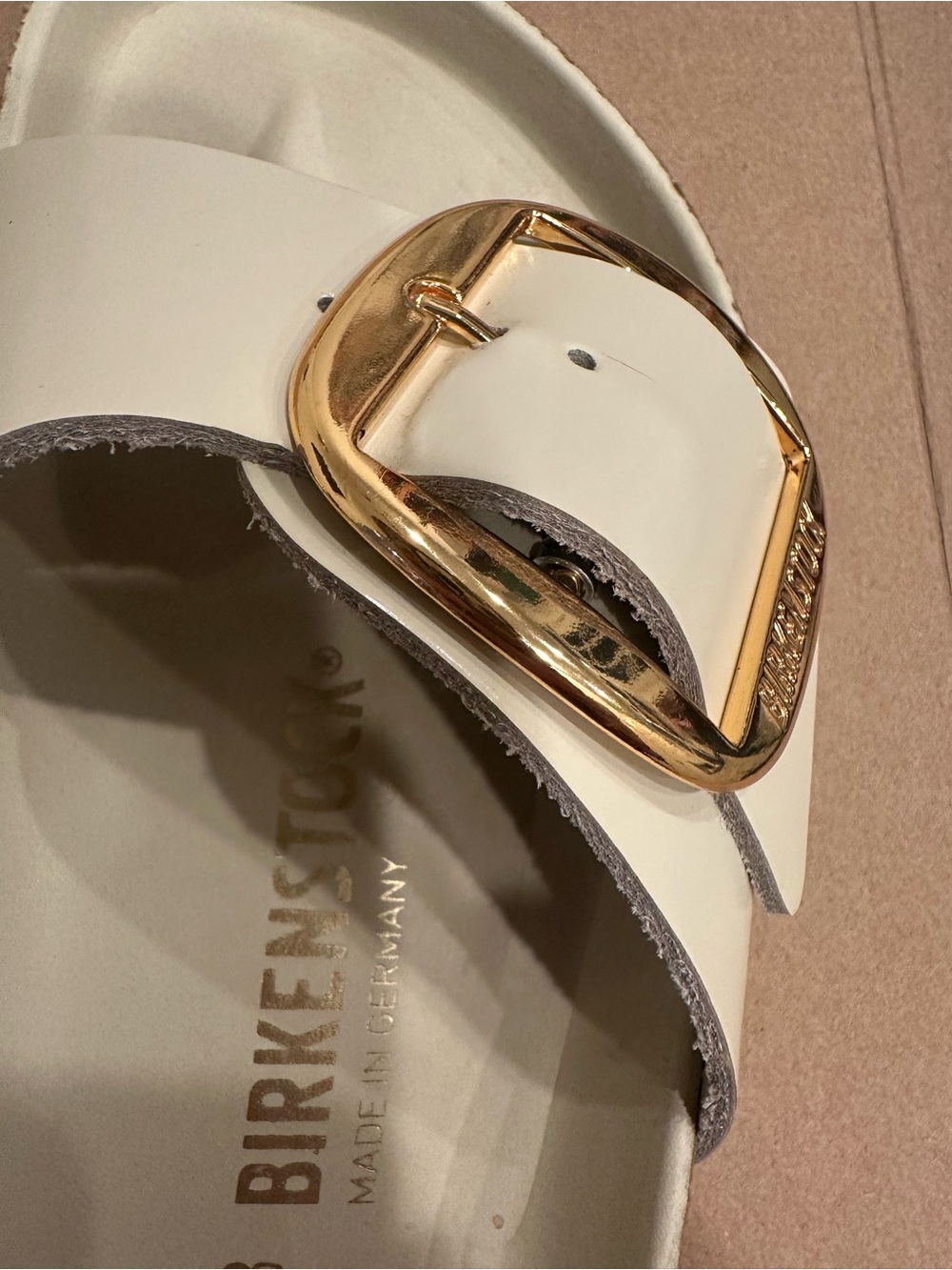 Birkenstock Madrid Cream Gloss Slides - Picture 2 of 10